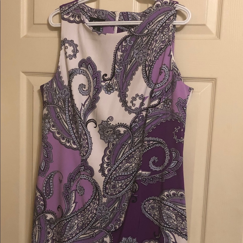 Sheath dress purple violets cream